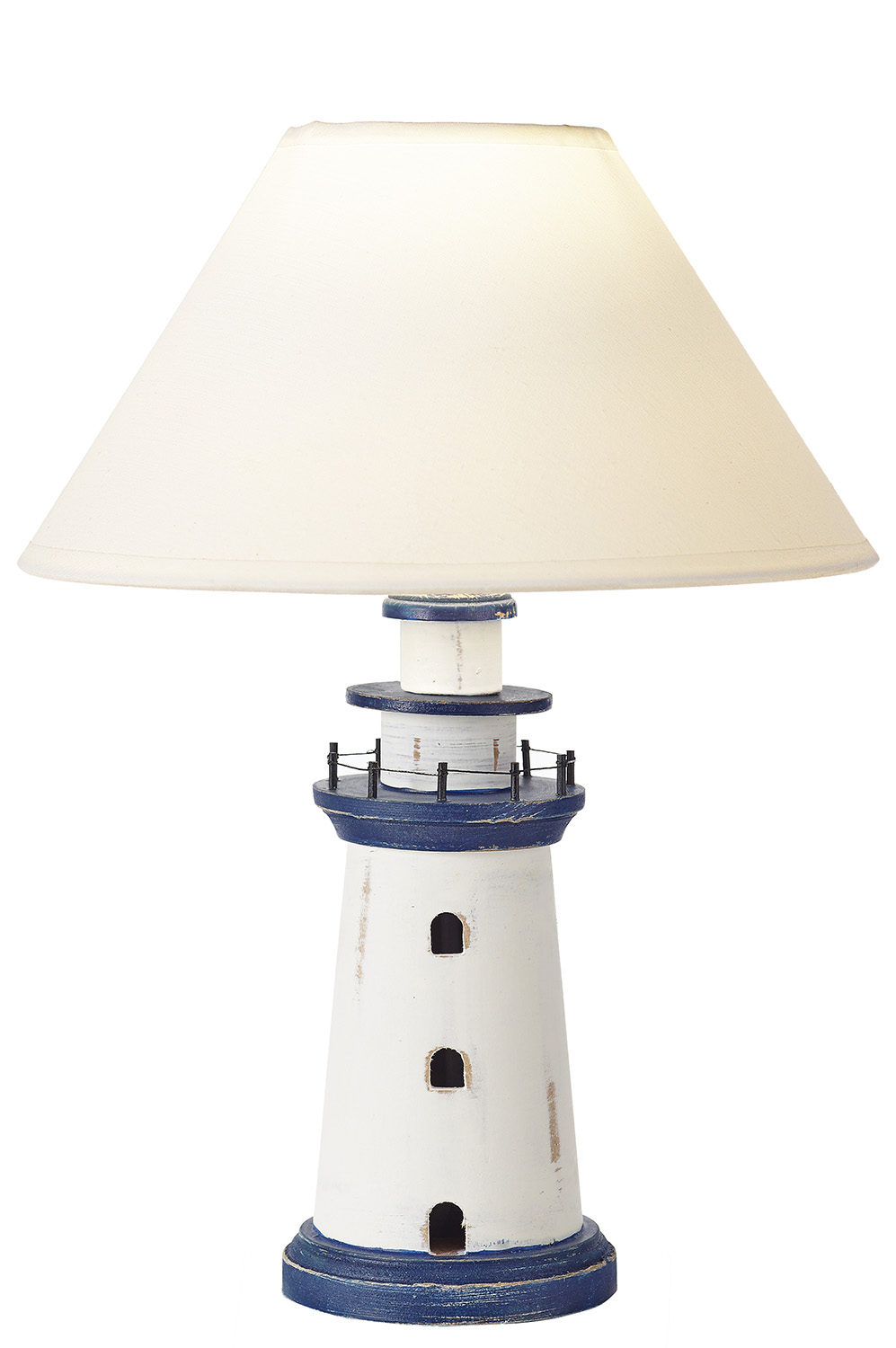 LED Leuchtturm FF Dekoobjekt Maritim 28cm Deko Lampe braun blau Shabby Chic