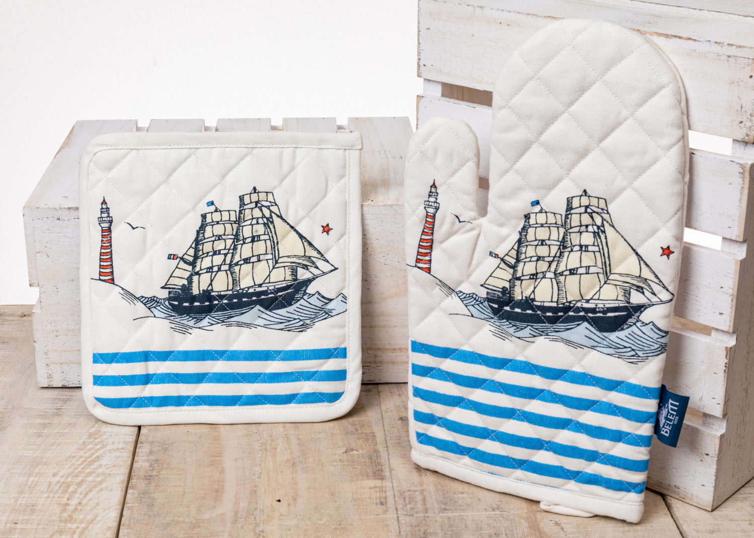 perfekt für die maritime Dekoration Ofenhandschuh Maritim Baumwolle  1 Stück 