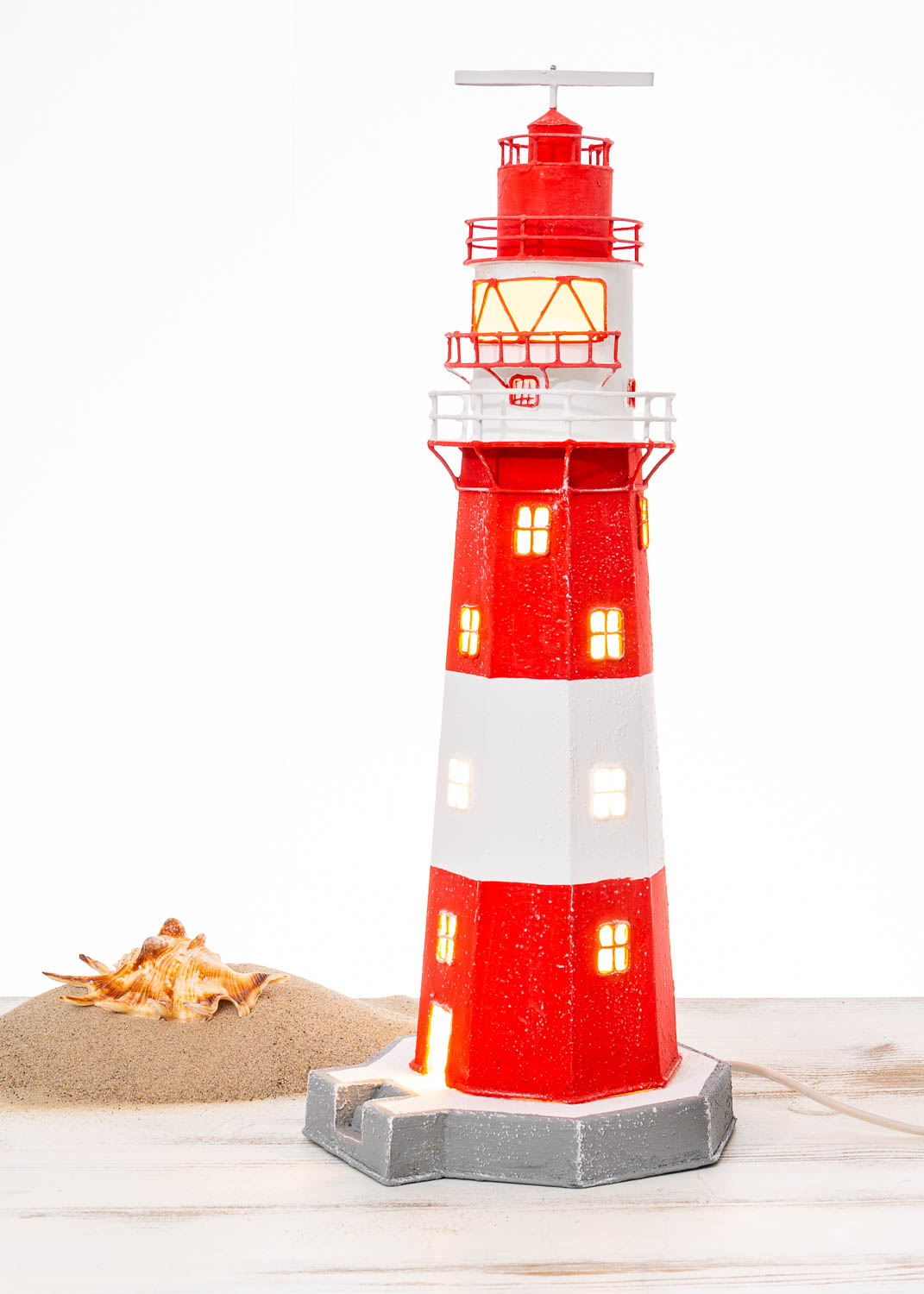 Modell Leuchtturm Borkum maritime Dekoration aus Polystein 15 cm 