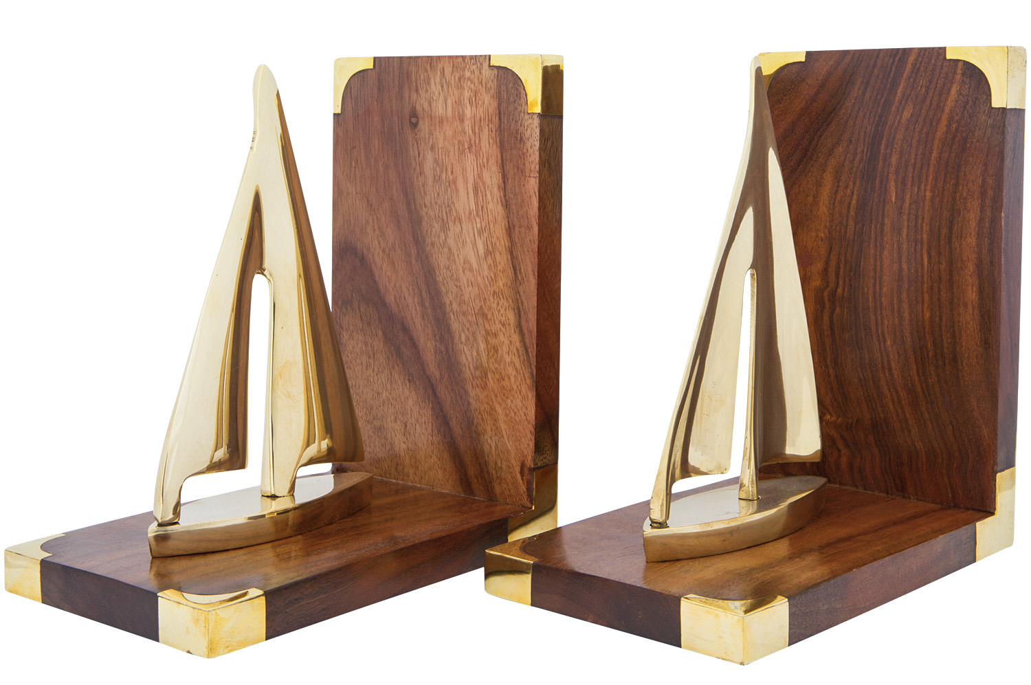 Segler Holz & Messing Buchstützen perfekt für die maritime Dekoration 