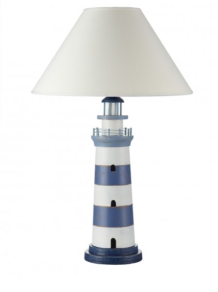 LED Leuchtturm FF Dekoobjekt Maritim 28cm Deko Lampe braun blau Shabby Chic