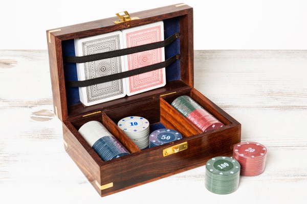 Holz Poker Box