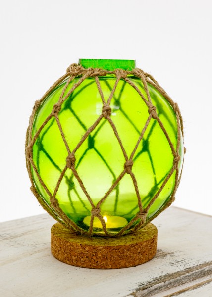 Fischerkugel Glas Sisal Seil grün Dekoration Maritime Vintage 
