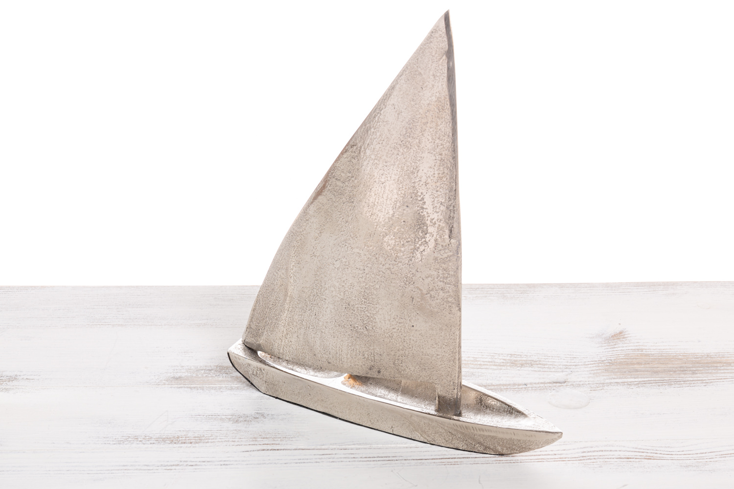 Boot kleines Segelschiffchen 11 x19cm flach Metal auf Holzsockel Deko maritim 