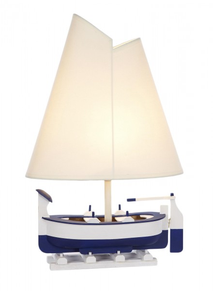 Segelboot Tischlampe weiß blau