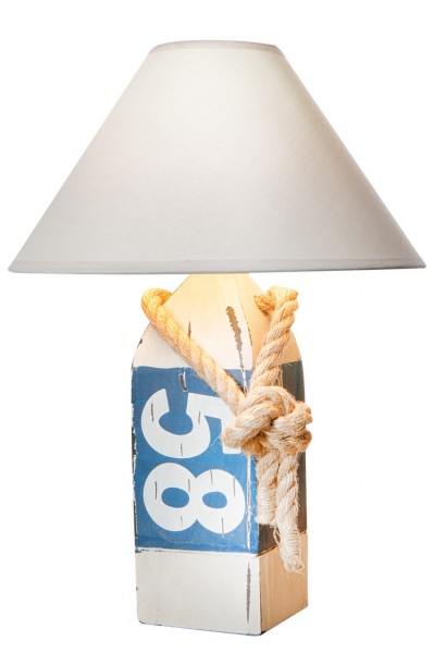 Lampe Holzboje 58 weiß blau