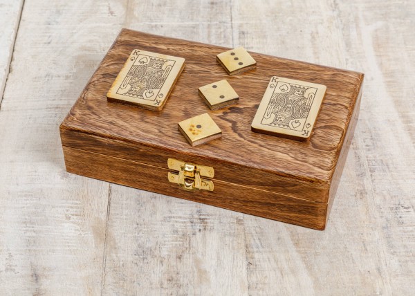 Kartenspiel Würfelspiel Holzbox