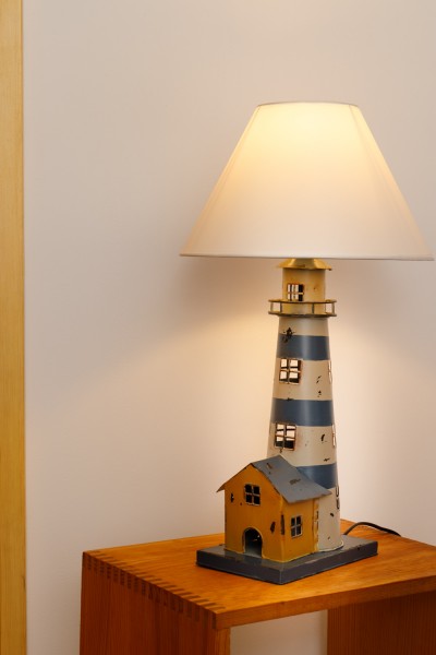 Blaue Leuchtturmlampe Vintage