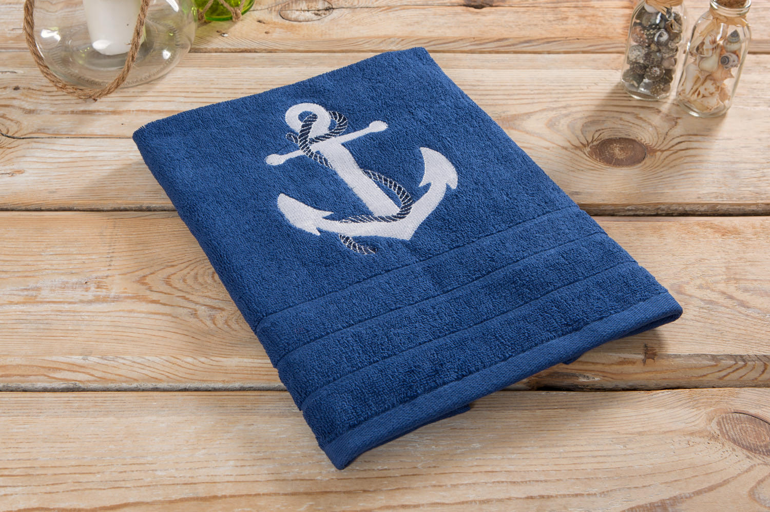 Baumwollhandtuch blau Anker online bestellen | mare-me. Maritime Dekoration  & Geschenke