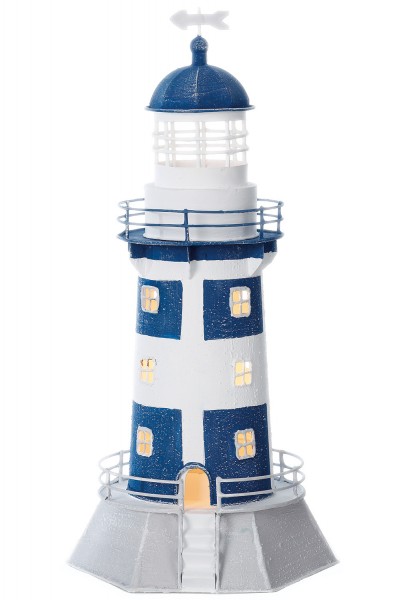 Leuchtturm, blau weiß, mit Strom