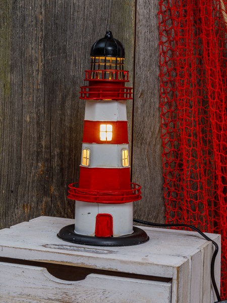 Leuchtturm Lampe rot weiß