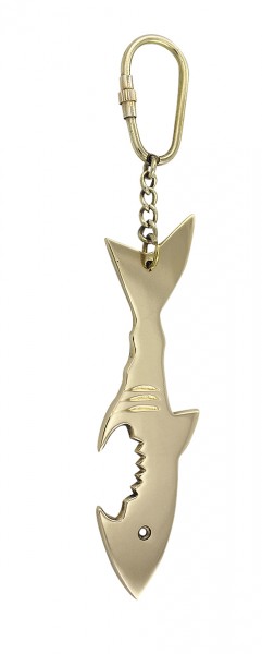 Schlüsselanhänger Hai aus Messing.