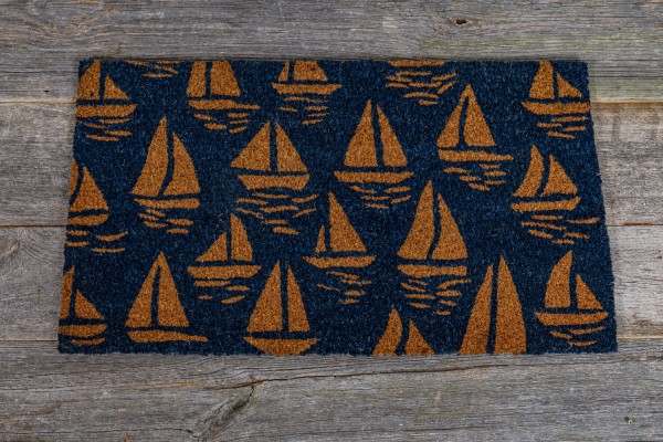 Fußmatte Kokos Segelschiffe blau