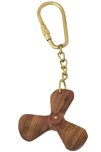 Schiffsschraube aus Holz als Schlüsselanhänger
