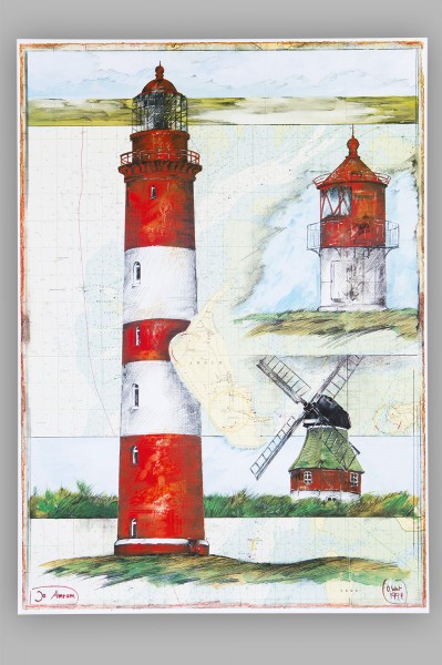 Kunstdruck Leuchtturm Amrum, klein