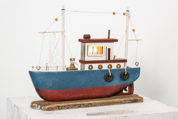 24,5 x 22cm Fertigmodell maritime Deko Deko Kutter Fischkutter Modellschiff ca 